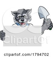 07/31/2023 - Gardener Wolf Cartoon Tool Handyman Mascot