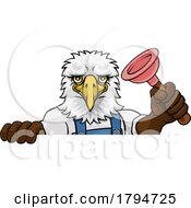 08/01/2023 - Eagle Plumber Cartoon Mascot Holding Plunger