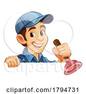 08/01/2023 - Plumber Plunger Tool Cartoon Plumbing Man Handyman