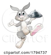 08/01/2023 - Easter Bunny Rabbit Cartoon Food Tray Cloche Chef