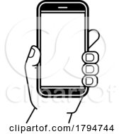 08/02/2023 - Hand Holding Mobile Phone Screen Cartoon Icon