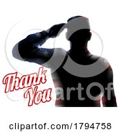Poster, Art Print Of A Soldier Saluting Silhouette With Thank You Text