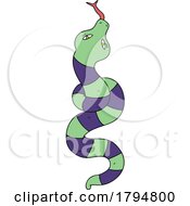 Poster, Art Print Of Clipart Cartoon Green And Purple Snake