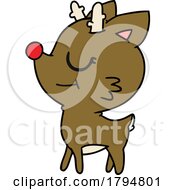 Poster, Art Print Of Clipart Cartoon Red Nosed Rudolph Reindeer