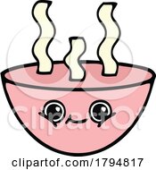 Clipart Cartoon Happy Bowl Of Soup Or Noodles