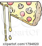 Clipart Cartoon Melty Pizza Slice by lineartestpilot