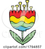 Poster, Art Print Of Sticker Of A Cartoon Patterned Flower