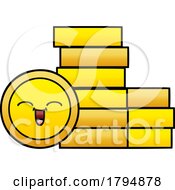 Clipart Cartoon Happy Coin And Stack by lineartestpilot