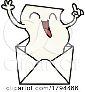 Poster, Art Print Of Clipart Cartoon Happy Letter In An Envelope