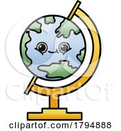 Clipart Cartoon Happy Desk Globe