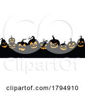 Poster, Art Print Of Border Of Halloween Jackolantern Pumpkins