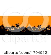 Border Of Halloween Jackolantern Pumpkins