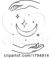 Poster, Art Print Of Mystic Hands With A Crescent Moon And Stars