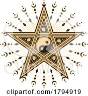 Yin Yang Symbol Inside Of Pentagram Star