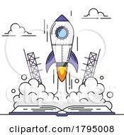 Poster, Art Print Of Rocket Emerging From An Open Book