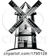 Poster, Art Print Of Black And White Windmill