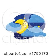 Poster, Art Print Of Winking Crescent Moon In Clouds
