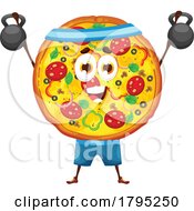Poster, Art Print Of Working Out Pizza Food Mascot