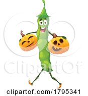 Poster, Art Print Of Halloween Pea Pod Vegetable Food Mascot