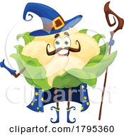 Poster, Art Print Of Wizard Cauliflower Vegetable Food Mascot