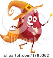 Poster, Art Print Of Halloween Wizard Kidney Bean Food Mascot