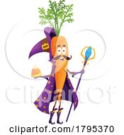 Poster, Art Print Of Halloween Wizard Carrot Vegetable Food Mascot