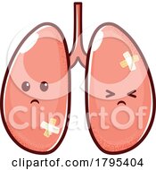 Cartoon Sick Lungs Human Organ Mascot