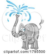 Poster, Art Print Of Cartoon Elephant Spraying Water
