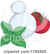 Cartoon Tomato Basil And Mozarella