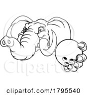 Poster, Art Print Of Elephant Bowling Ball Sports Animal Mascot