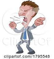 Poster, Art Print Of Angry Boss Business Man In Suit Cartoon Shouting
