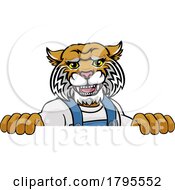 Poster, Art Print Of Wildcat Mascot Plumber Mechanic Handyman Worker