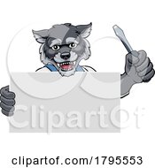Electrician Wolf Screwdriver Tool Handyman by AtStockIllustration