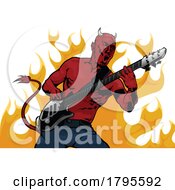 Poster, Art Print Of Satanic Guitarist Over Flames