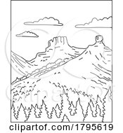 Chimney Rock National Monument In San Juan National Forest Colorado Mono Line Art