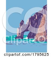 Poster, Art Print Of El Arco Or The Arch Of Cabo San Lucas In Mexico Wpa Art Deco Poster