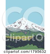 Poster, Art Print Of Volcan Lanin Or Lanin Volcano Between Argentina And Chile Wpa Art Deco Poster