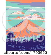 Poster, Art Print Of Volcan De Colima Or Volcan De Fuego In Mexico Wpa Art Deco Poster