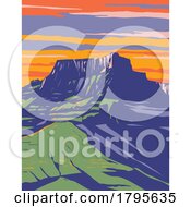Poster, Art Print Of Drakensberg Or Dragon Mountains In South Africa And Lesotho Wpa Art Deco Poster