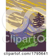 Poster, Art Print Of The Matterhorn In Zermatt Switzerland Wpa Art Deco Poster