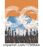 Poster, Art Print Of Mount Daniel In Alpine Lakes Wilderness Area Washington State Wpa Poster Art