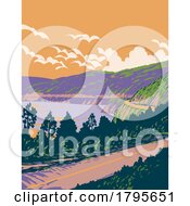 Poster, Art Print Of Route Of The Seven Lakes In Villa La Angostura And San Martin De Los Andes Argentina Wpa Art Deco Poster