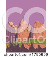 The Three Patriarchs In Zion National Park Utah USA WPA Art Poster