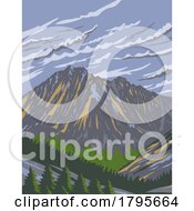 Poster, Art Print Of Mount Stuart In The Enchantments Within Alpine Lakes Wilderness Area Washington State Wpa Poster Art