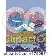 Monte Fitz Roy With Viedma Lake In Patagonia Argentina WPA Art Deco Poster