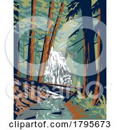Cascade Falls In Moran State Park On Orcas Island Washington State WPA Poster Art