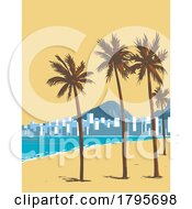 Poster, Art Print Of Copacabana Beach In Rio De Janeiro Brazil Wpa Art Deco Poster
