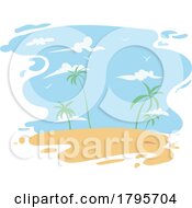 Poster, Art Print Of Travel Scene Of A Sandy Tropical Beach With Palm Trees