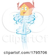 Cartoon Happy House Mascot Shooting Up In Value