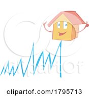 Poster, Art Print Of Cartoon Happy House Mascot On A Growing Graph